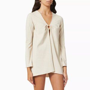 Sara Cristina Nerea Cover Up Mini w/ Gold Ring White Gold Medium NEW NWT